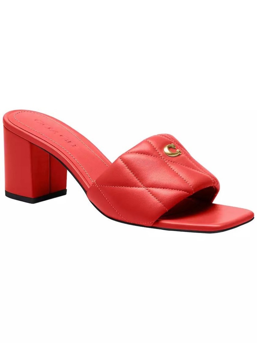 Coach Women’s Holly Block-Heel Leather Square-Toe Sandals